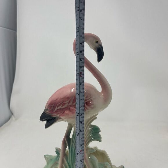Fabulous 1950s Kitsch FLAMINGO Planter 10" TALL Hand Decorated Made in Japan Set - Picture 9 of 10